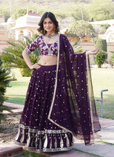 Decorative Partywear Lehenga Choli in Wine